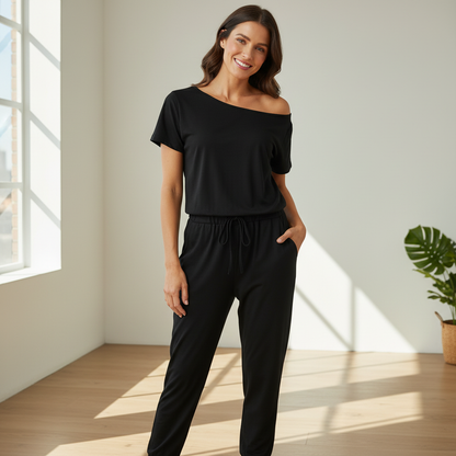 Verdora Stretchy Long Romper Jumpsuit With Pockets