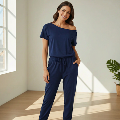 Verdora Stretchy Long Romper Jumpsuit With Pockets